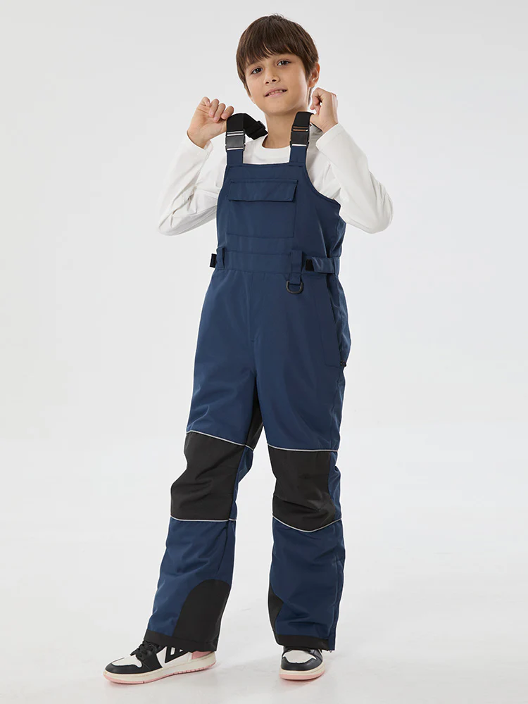 Boys Mountain Trek Light Reflective Knee Guard Waterproof Insulated Snow Bib Pants - Image 10