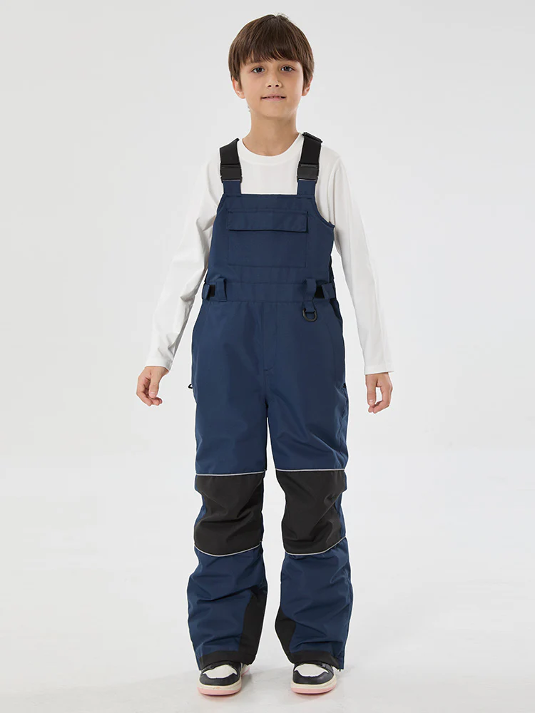 Boys Mountain Trek Light Reflective Knee Guard Waterproof Insulated Snow Bib Pants - Image 11
