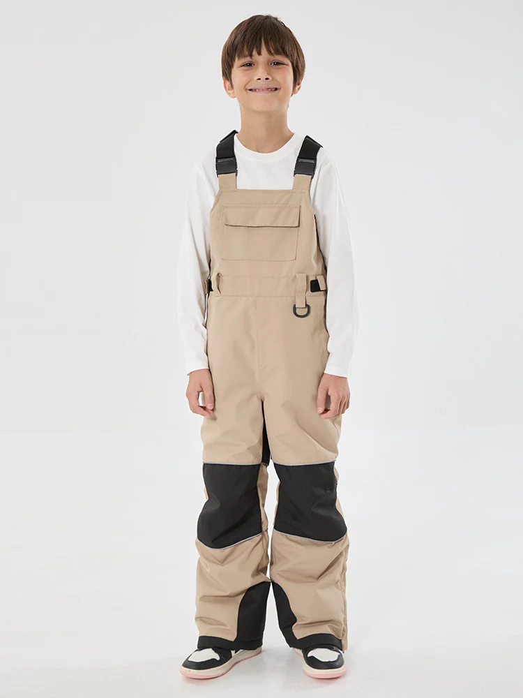 Boys Mountain Trek Light Reflective Knee Guard Waterproof Insulated Snow Bib Pants - Image 4