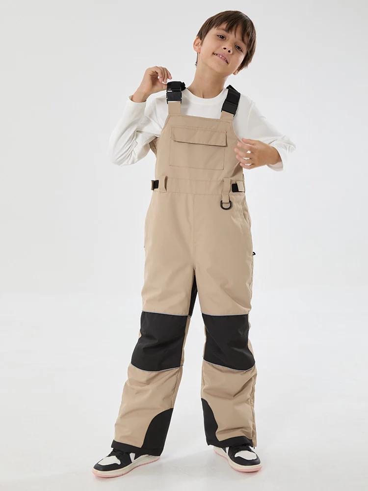 Boys Mountain Trek Light Reflective Knee Guard Waterproof Insulated Snow Bib Pants - Image 5