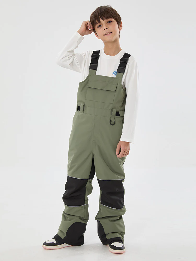 Boys Mountain Trek Light Reflective Knee Guard Waterproof Insulated Snow Bib Pants - Image 8