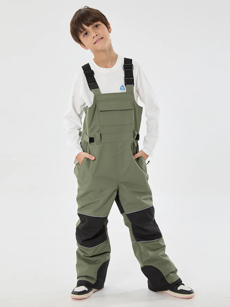 Boys Mountain Trek Light Reflective Knee Guard Waterproof Insulated Snow Bib Pants - Image 9