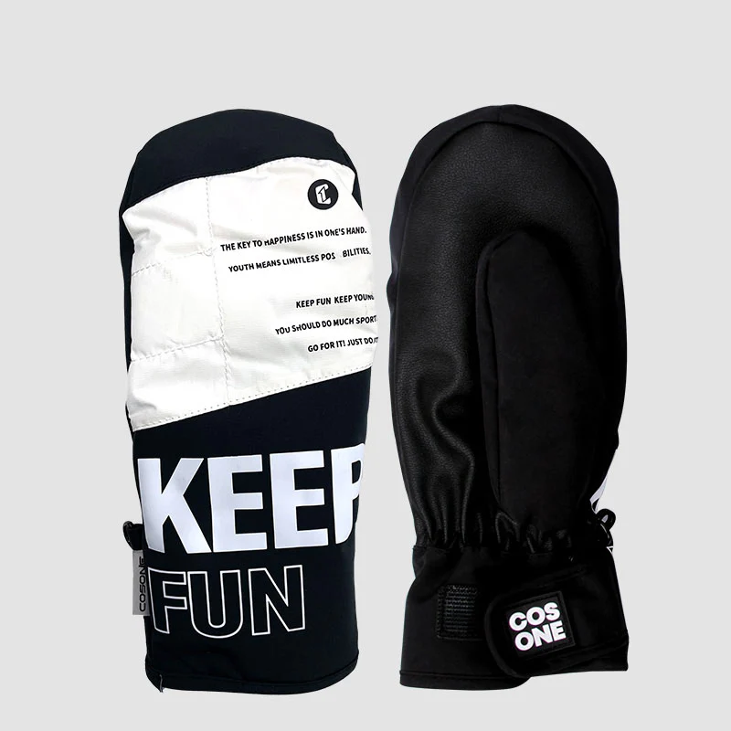 Cosone Unisex Letter Printed Waterproof Snow Mittens Gloves - Image 3