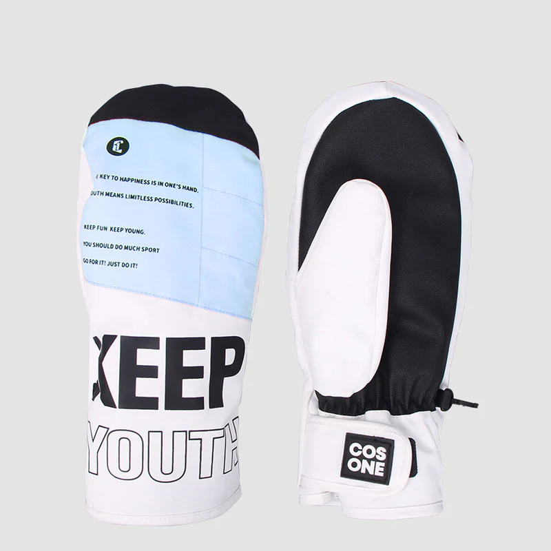 Cosone Unisex Letter Printed Waterproof Snow Mittens Gloves - Image 4