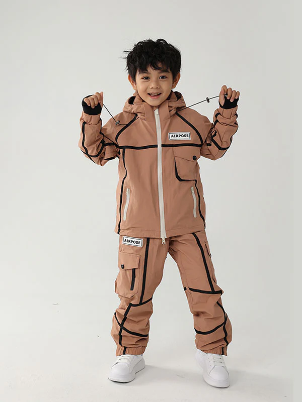 Kid's Air Pose Mountain Breaker Stripe Cargo Snow Jacket & Pants - Image 4