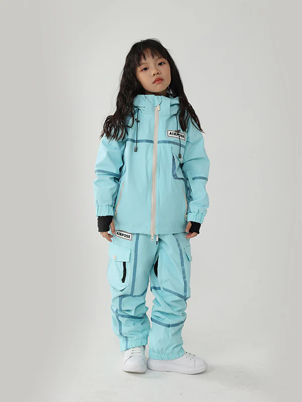 Kid's Air Pose Mountain Breaker Stripe Cargo Snow Jacket & Pants - Image 7