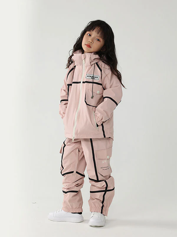 Kid's Air Pose Mountain Breaker Stripe Cargo Snow Jacket & Pants - Image 9