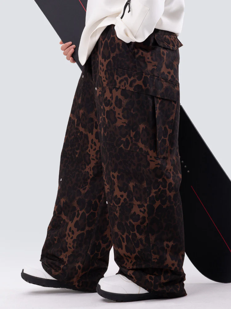 Men's Double Knee Mountain Freestyle Leopard Baggy Snow Pants - Image 4