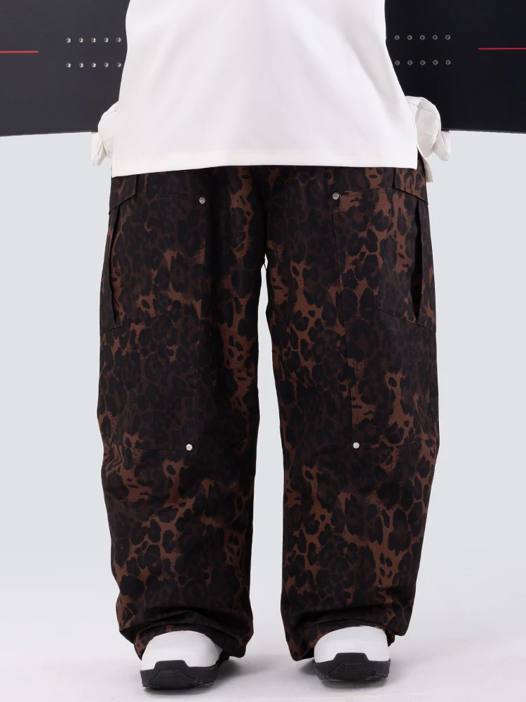 Men's Double Knee Mountain Freestyle Leopard Baggy Snow Pants - Image 5