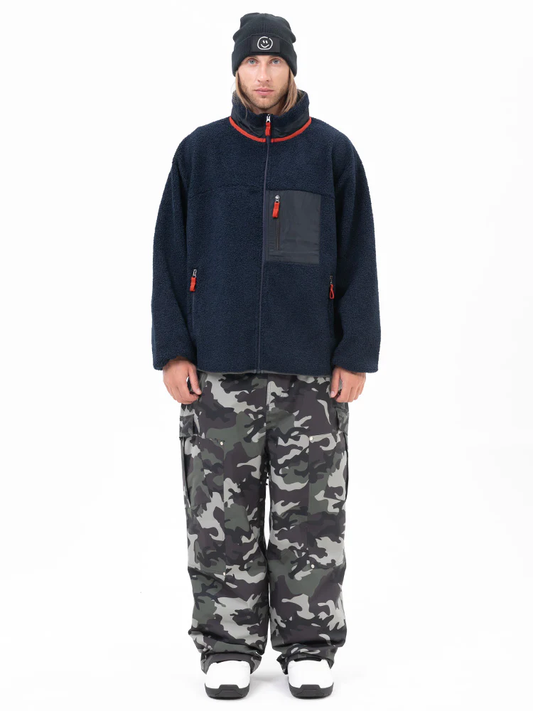 Men's Faux Sherpa Full-Zip Fleece & Double Knee Freestyle Baggy Snow Pants - Image 10