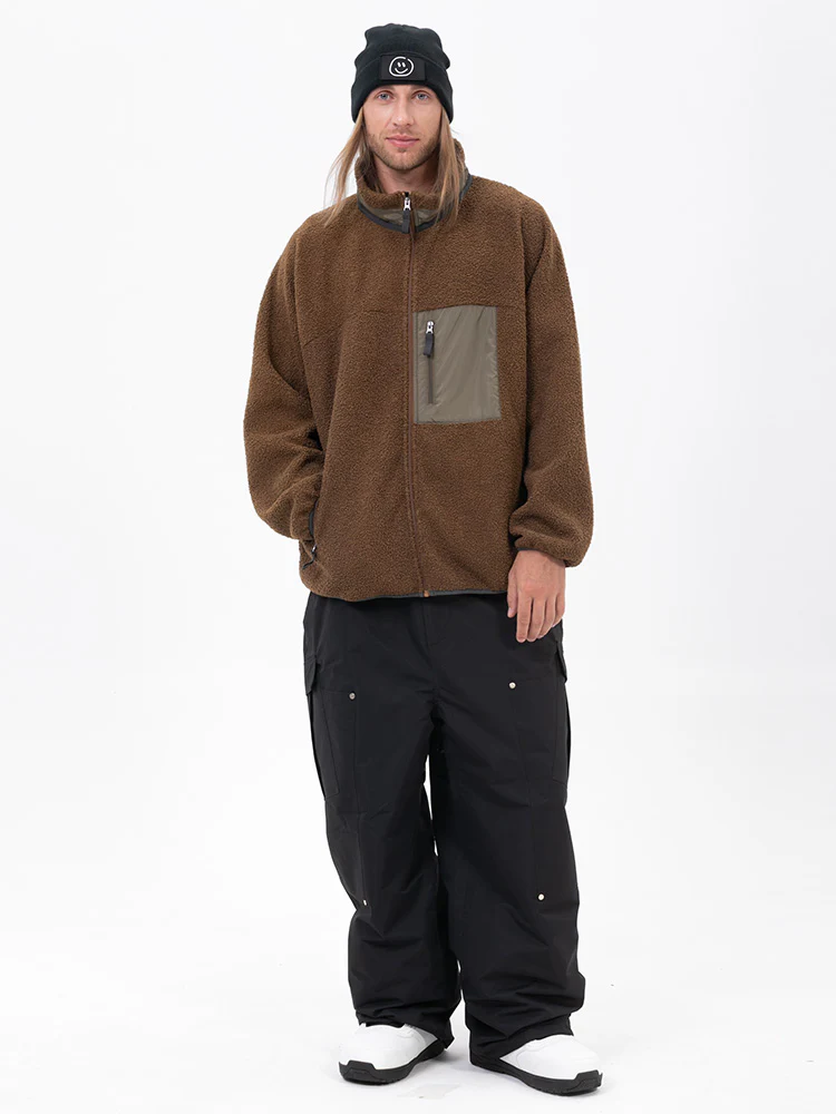 Men's Faux Sherpa Full-Zip Fleece & Double Knee Freestyle Baggy Snow Pants - Image 6