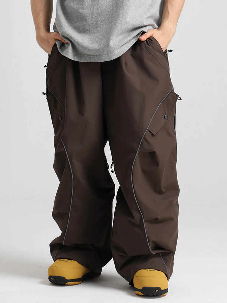 Men's Gsou Snow Luminous Edge Reflective Cargo Baggy Snow Pants - Image 3