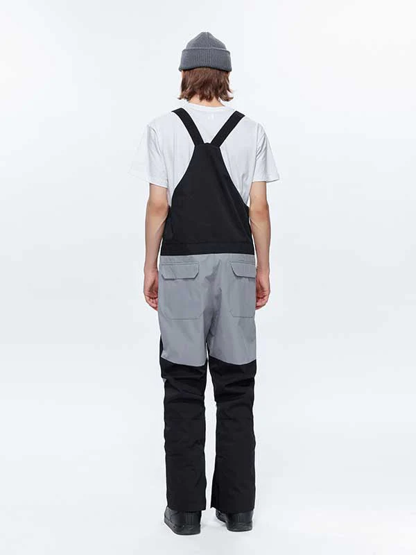 Men's High Experience Color Block Waist Belt Snowboard Pants Ski Bibs - Image 14