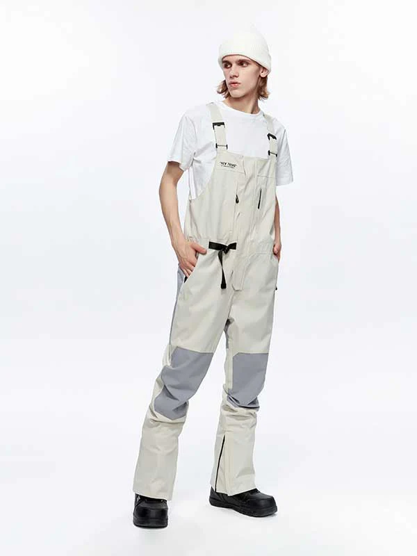 Men's High Experience Color Block Waist Belt Snowboard Pants Ski Bibs - Image 4