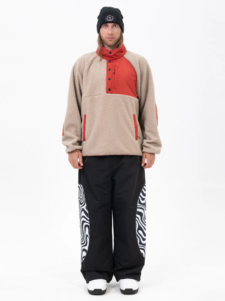 Men's Mountain-Ready Faux Sherpa Fleece Pullover & Swaggy Reflective Cargo Snow Pants - Image 7
