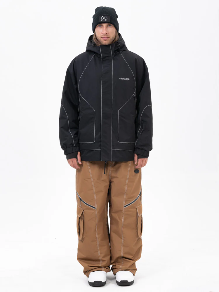 Men's Night Skiing Chill Reflective Snow Suit – Mountain Jacket & Streetstorm Baggy Pants Set