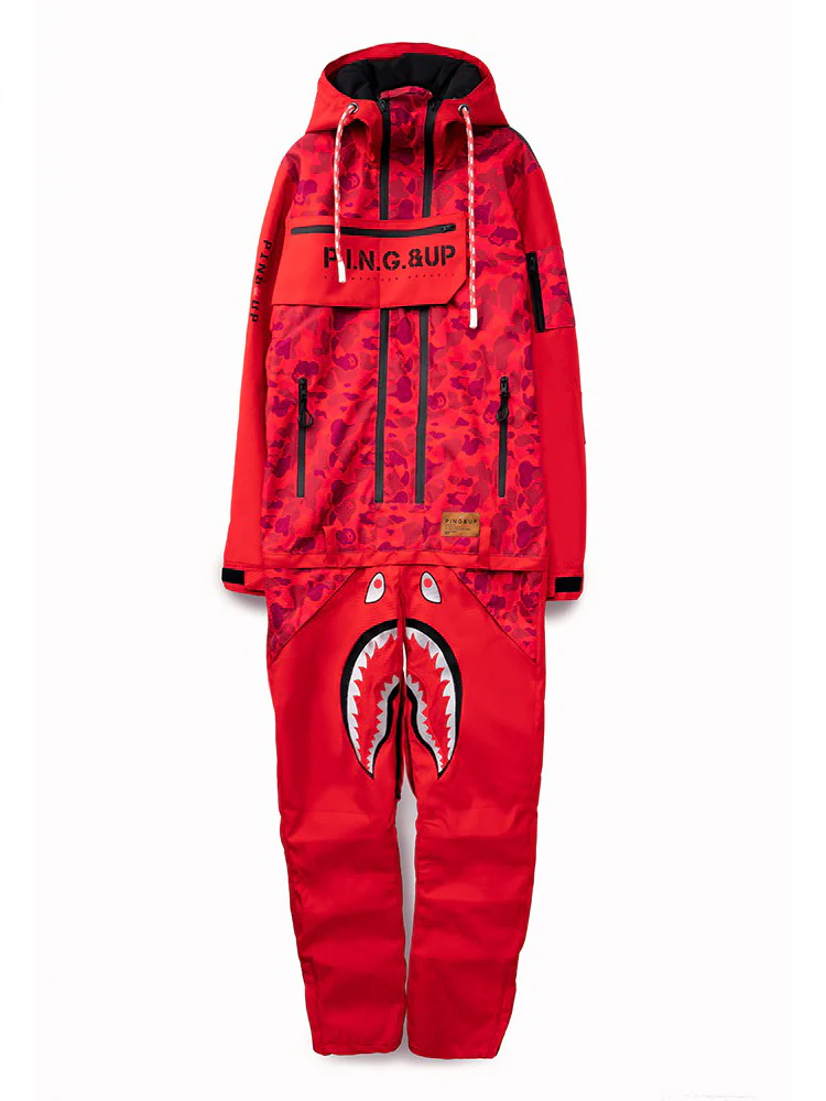 Men's PINGUP P-40 Fighter & Shark Conjoined One Piece Snowboard Suits - Image 11