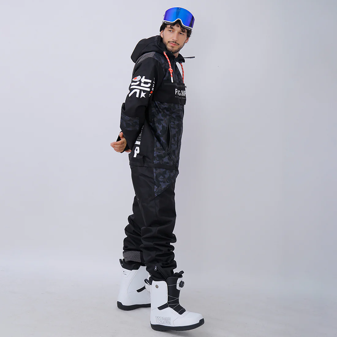 Men's PINGUP P-40 Fighter & Shark Conjoined One Piece Snowboard Suits - Image 3