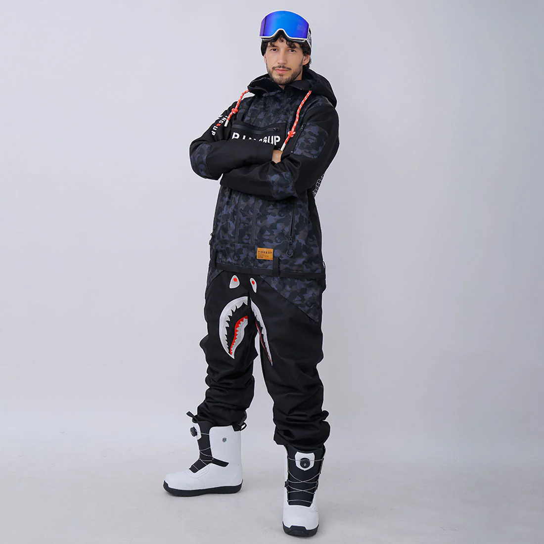 Men's PINGUP P-40 Fighter & Shark Conjoined One Piece Snowboard Suits - Image 4