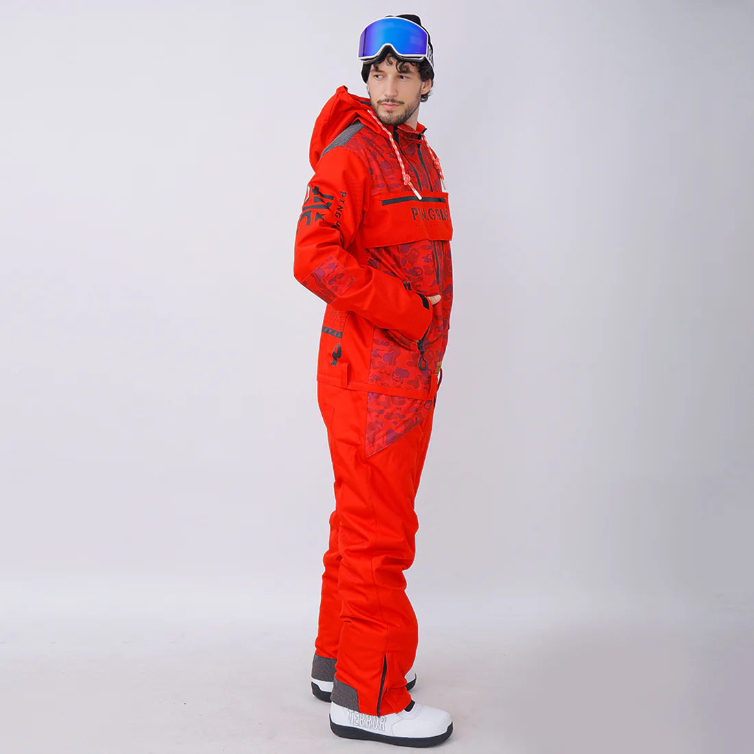 Men's PINGUP P-40 Fighter & Shark Conjoined One Piece Snowboard Suits - Image 9