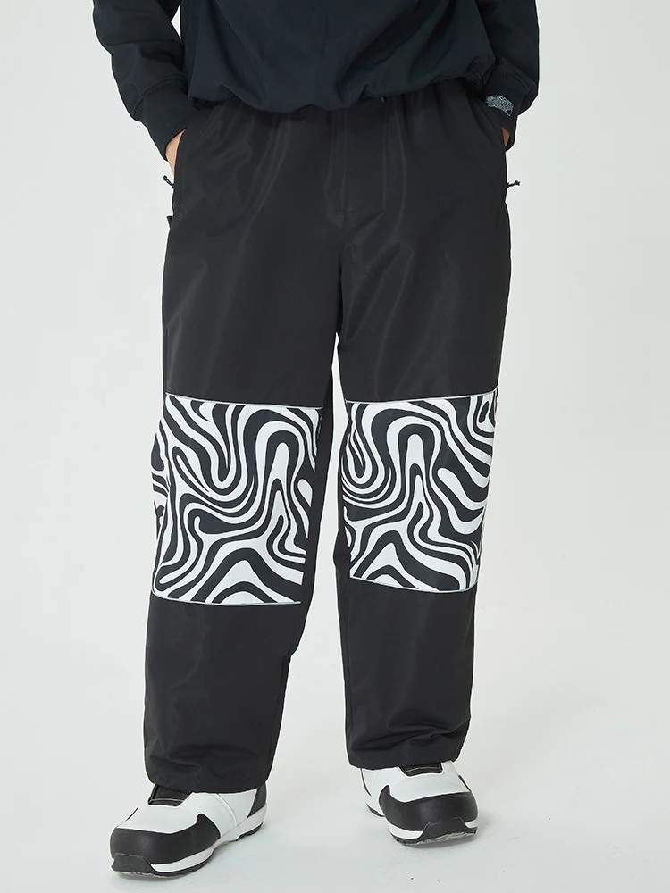 Men's Swaggy Knee Reflective Graphic Panel Cargo Snow Pants - Image 10