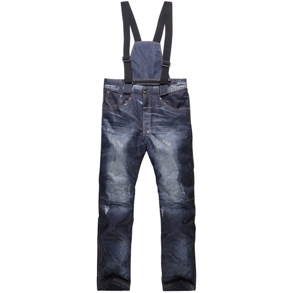 Men's Winter Warm Waterproof Hip Snowboard Denim Pants Jeans - Image 11
