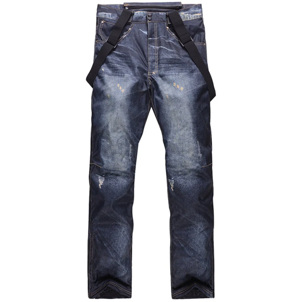 Men's Winter Warm Waterproof Hip Snowboard Denim Pants Jeans - Image 12