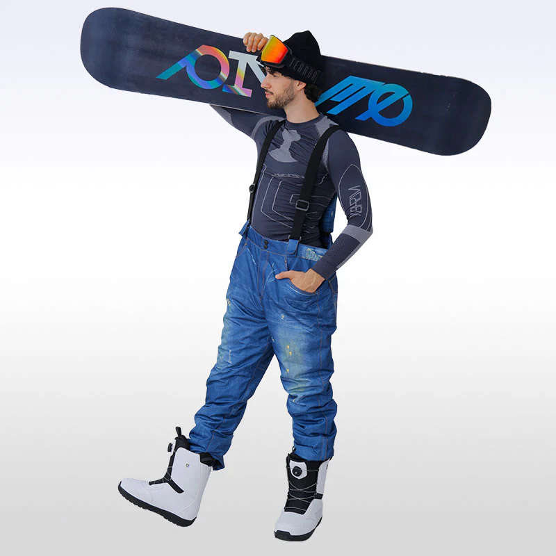 Men's Winter Warm Waterproof Hip Snowboard Denim Pants Jeans - Image 3