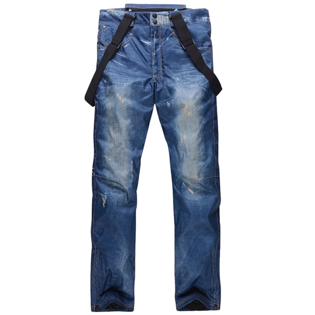 Men's Winter Warm Waterproof Hip Snowboard Denim Pants Jeans - Image 4