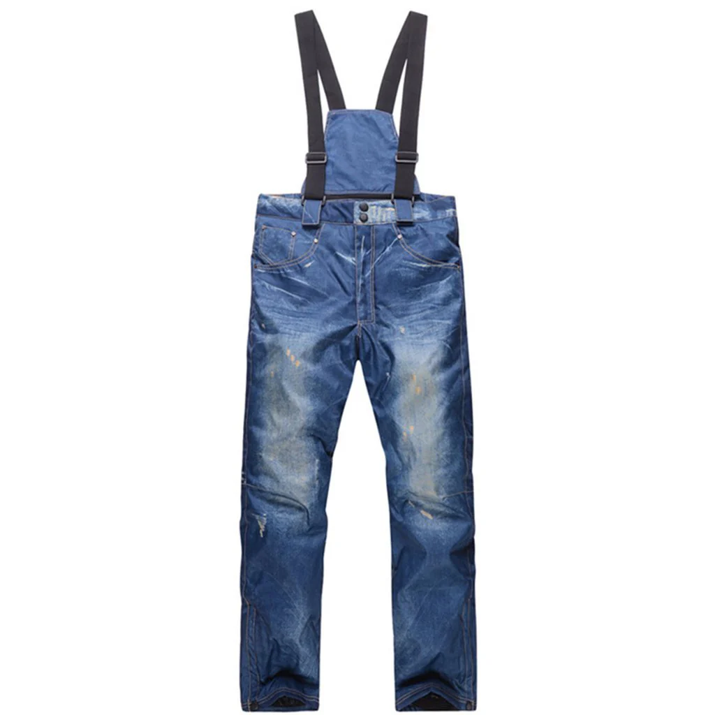 Men's Winter Warm Waterproof Hip Snowboard Denim Pants Jeans - Image 5