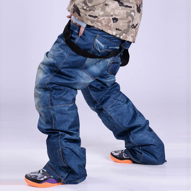 Men's Winter Warm Waterproof Hip Snowboard Denim Pants Jeans - Image 7