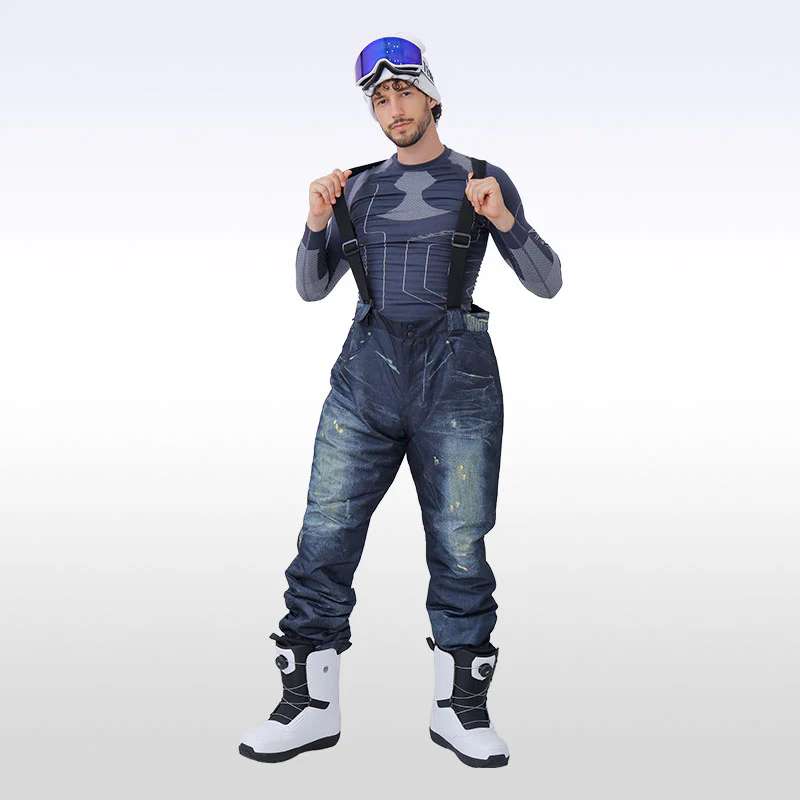 Men's Winter Warm Waterproof Hip Snowboard Denim Pants Jeans - Image 8