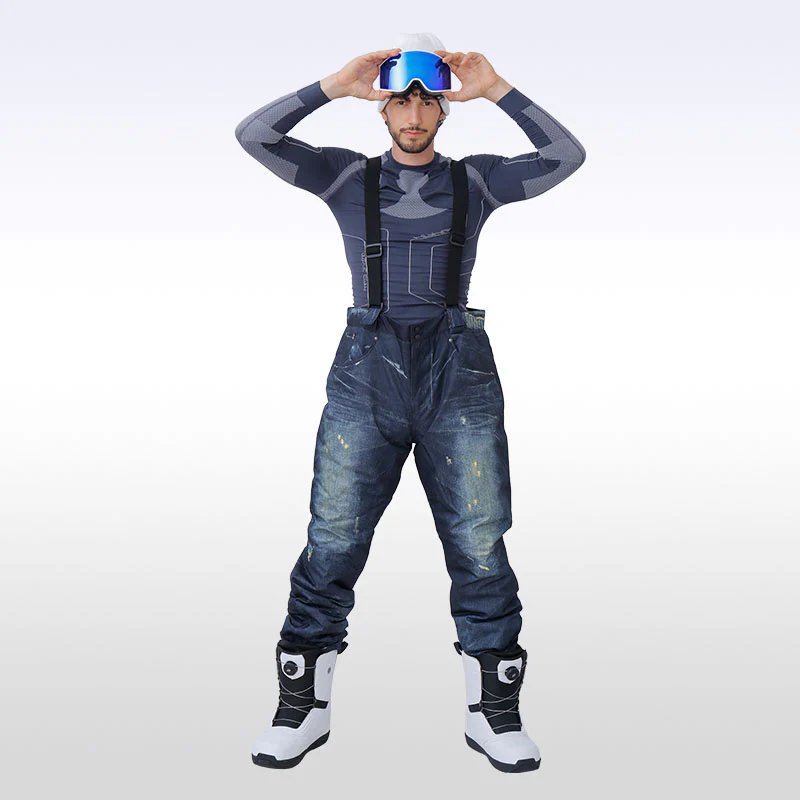 Men's Winter Warm Waterproof Hip Snowboard Denim Pants Jeans - Image 9