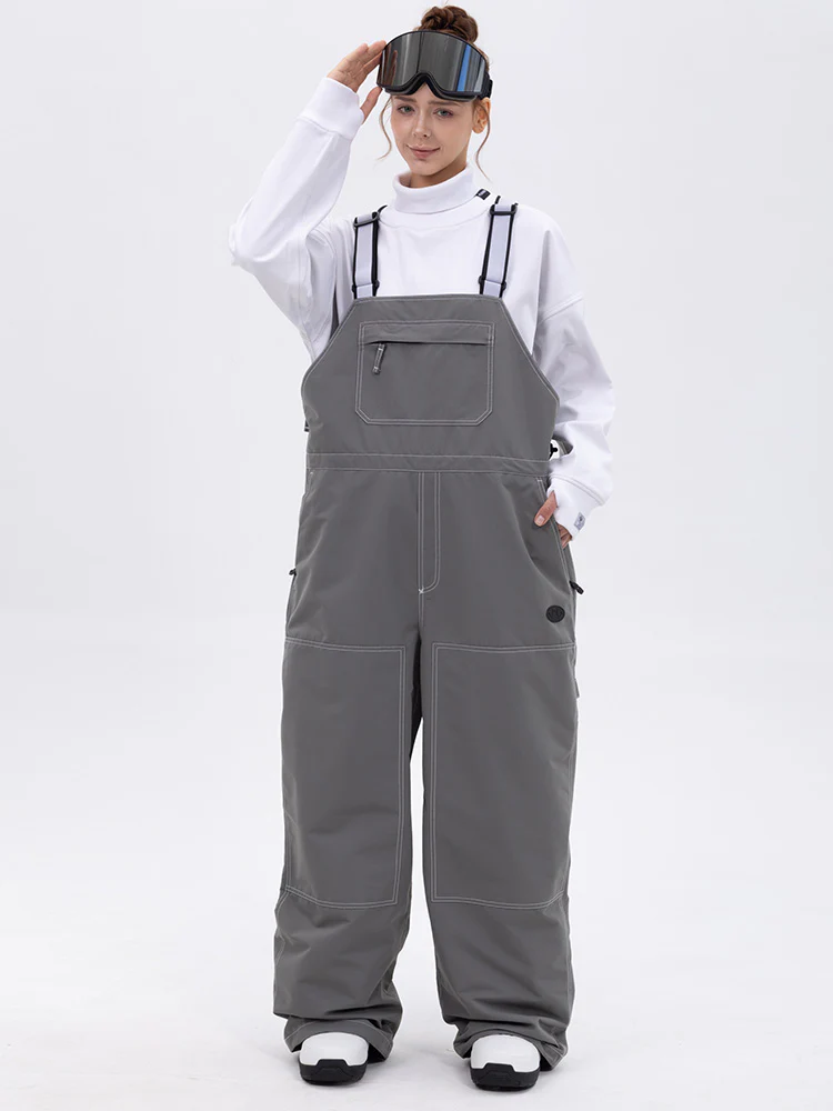 Women's City Chill Street Style Freerider Baggy Snow Bib Overalls - Image 8