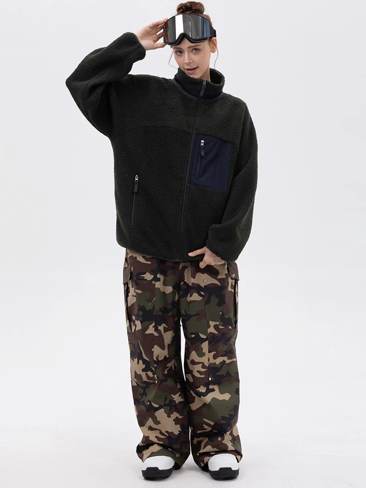Women's Faux Sherpa Full-Zip Fleece & Double Knee Freestyle Baggy Snow Pants - Image 3