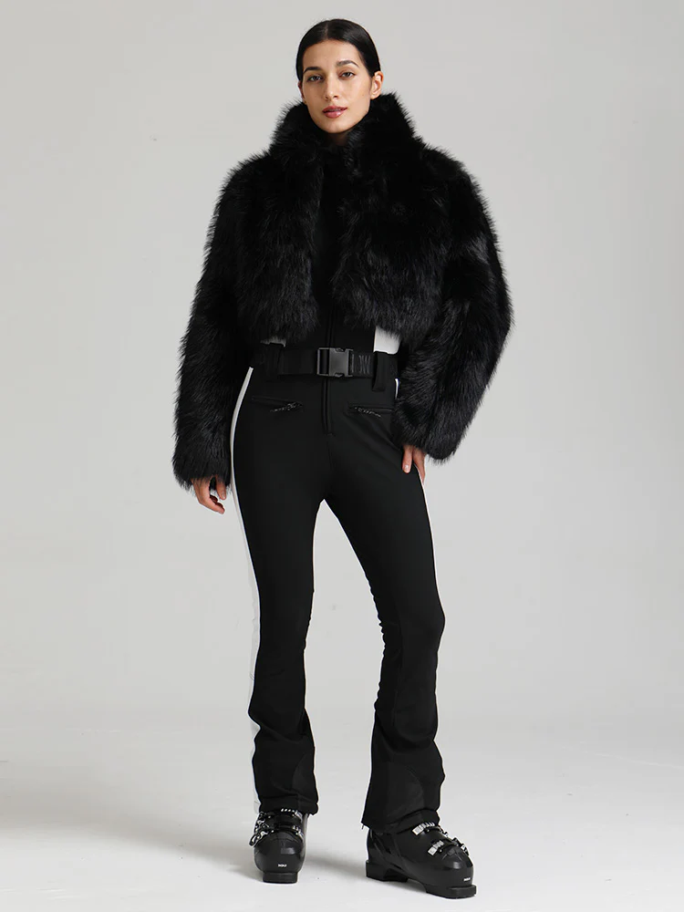 Women's Glacier Vogue Ski Jumpsuit & Faux Fluffy Fur Delish Jacket - Image 4
