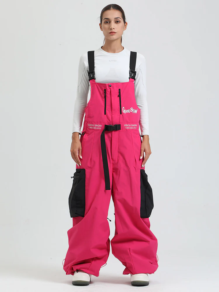 Women's Gsou Snow Alpine Freestyle Extra-Baggy Snow Bibs Pants - Image 11