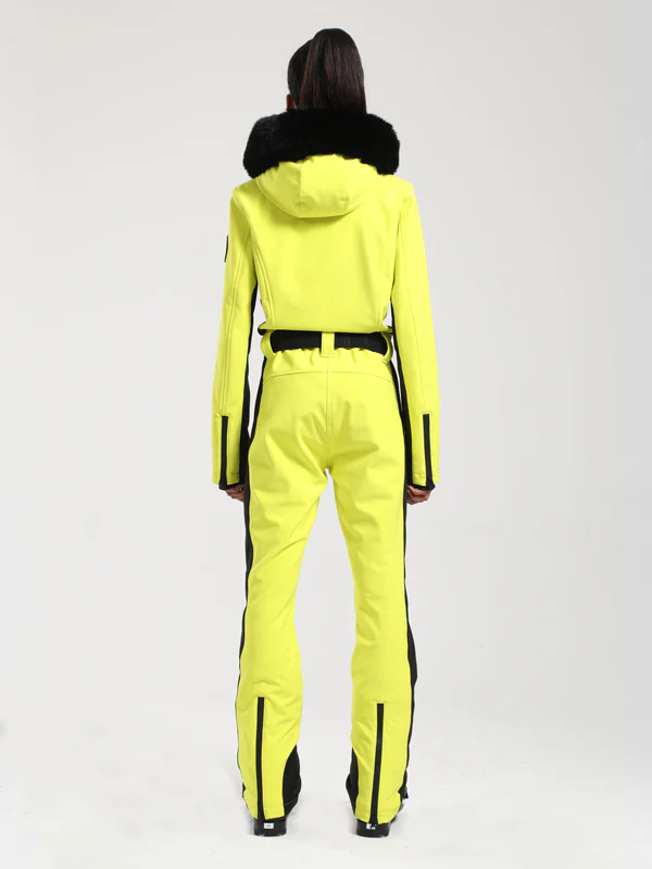 Women's Gsou Snow Classic Faux-Fur Trim Flare Dawn Ski Suit One Piece - Image 23