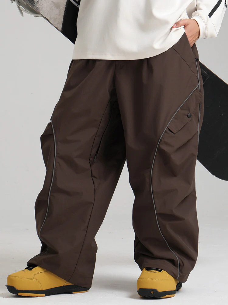 Women's Gsou Snow Luminous Edge Reflective Cargo Baggy Snow Pants - Image 11