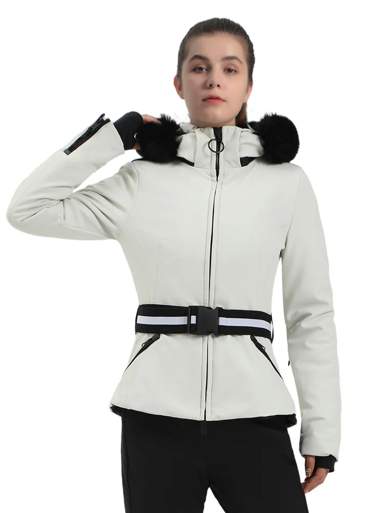 Women's Gsou Snow Mountain Chic Down Ski Jacket With Removable Faux Fur Hood - Image 14