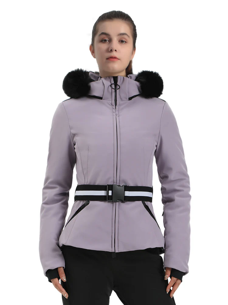 Women's Gsou Snow Mountain Chic Down Ski Jacket With Removable Faux Fur Hood - Image 7