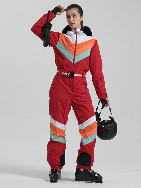 Women's Gsou Snow Padded V Stripe Ski Suit - Image 5