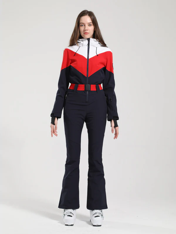 Women's Gsou Snow Retro Belted Color-Blocked Flare Ski Suit - Image 3