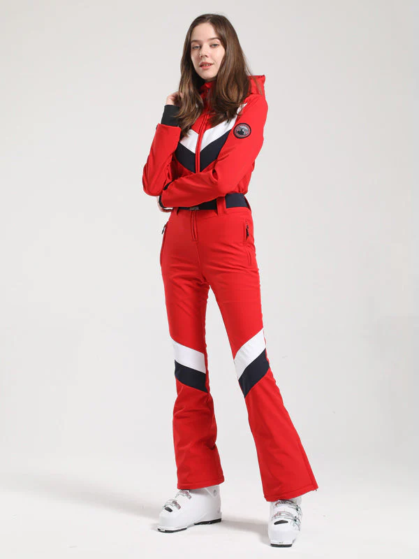 Women's Gsou Snow Retro V Striped Flare Ski Suit - Image 9