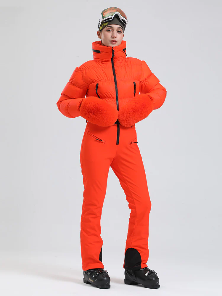 Women's Alpine Luxe DownTop Fleece-Lined Winter Glam Ski Jumpsuit - Image 9
