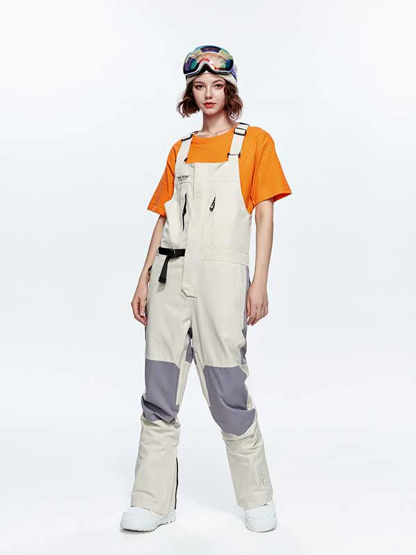 Women's High Experience Color Block Waist Belt Snowboard Pants Ski Bibs - Image 4