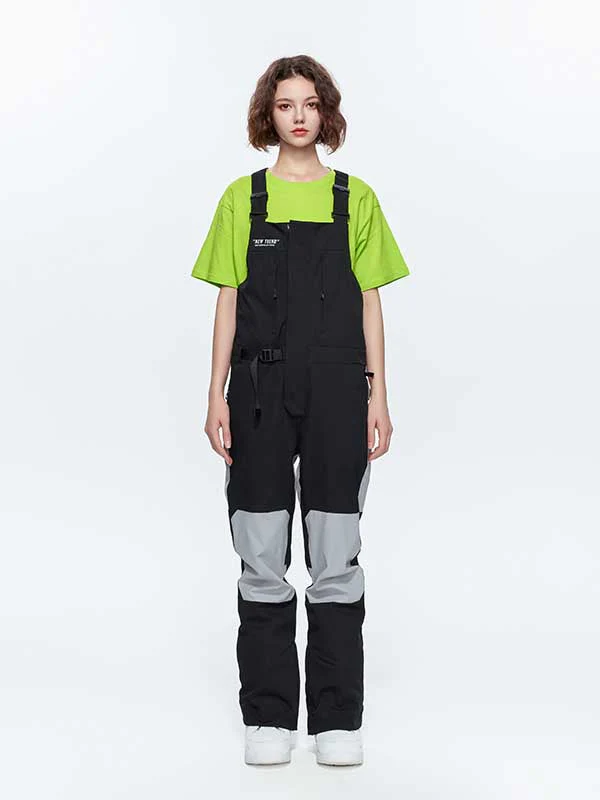 Women's High Experience Color Block Waist Belt Snowboard Pants Ski Bibs - Image 8