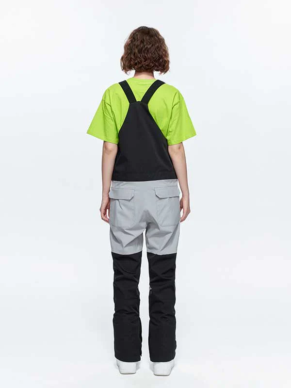 Women's High Experience Color Block Waist Belt Snowboard Pants Ski Bibs - Image 9