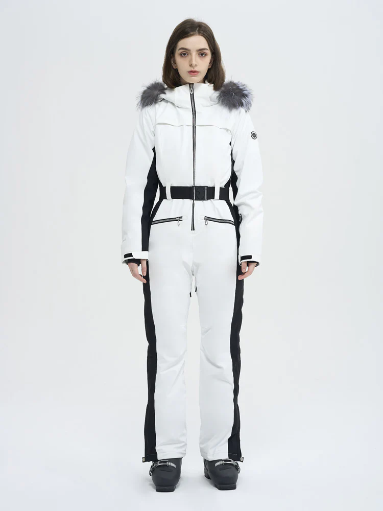 Women's High Experience Mountain Chic Faux-Fur Trim Flare Onesie Ski Jumpsuit - Image 2
