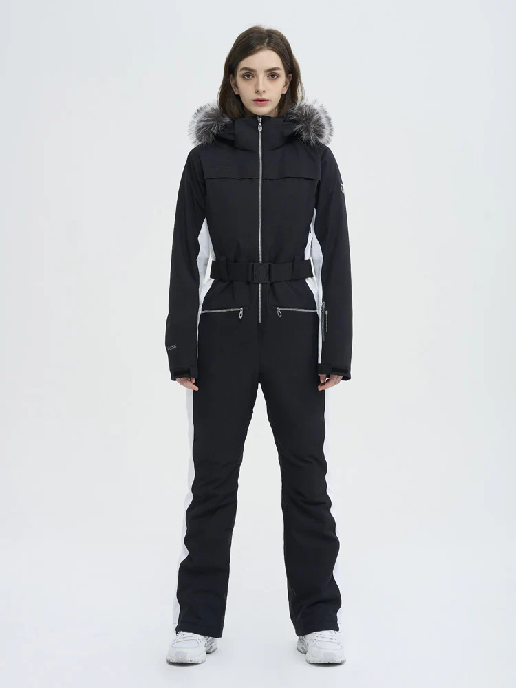 Women's High Experience Mountain Chic Faux-Fur Trim Flare Onesie Ski Jumpsuit - Image 6